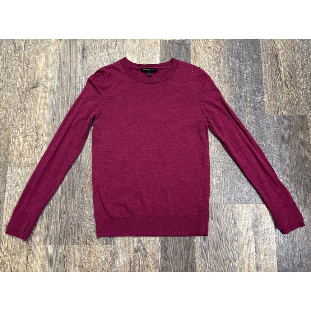 Banana Republic 100% Merino Wool Crew Neck Sweater Berry Pink Magenta Small